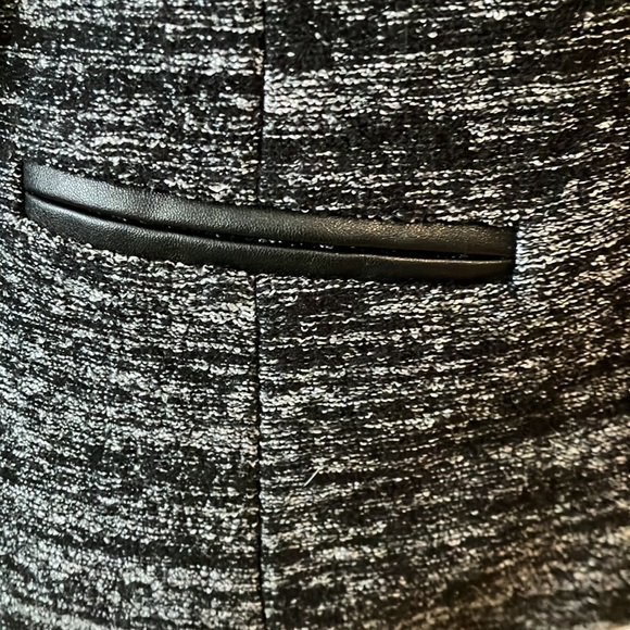 Fabulous black with white lines wool blend jacket with snap front. - Picture 7 of 15